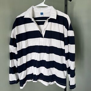 Navy and White Striped oversized rugby shirt